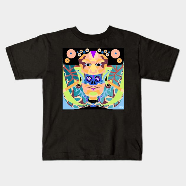 the red queen in mayan culture skeleton mask ecopop Kids T-Shirt by jorge_lebeau